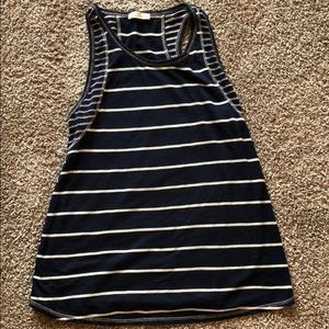 Hummingbird navy and white striped tank top